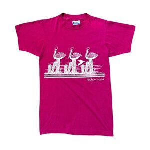80s Vintage Pelican T-shirt Front Back Graphic Bird Madeira Beach Single Stitch.